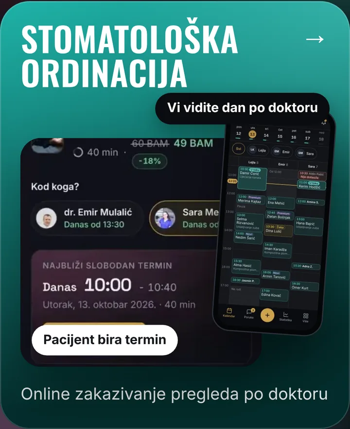 sjedi.ba za ordinacije: zakazivanje pregleda po doktoru.